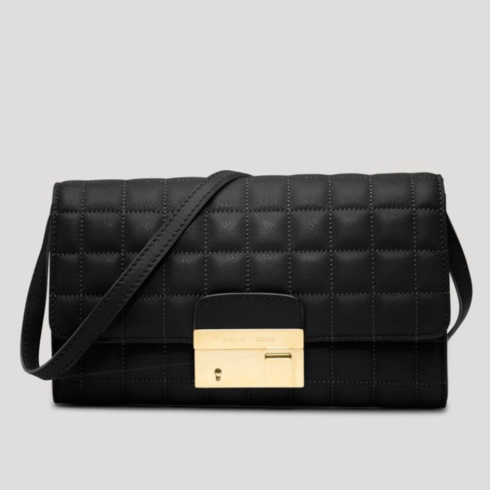 Michael Kors Gia Quilted Leather Locking Pouch Bag